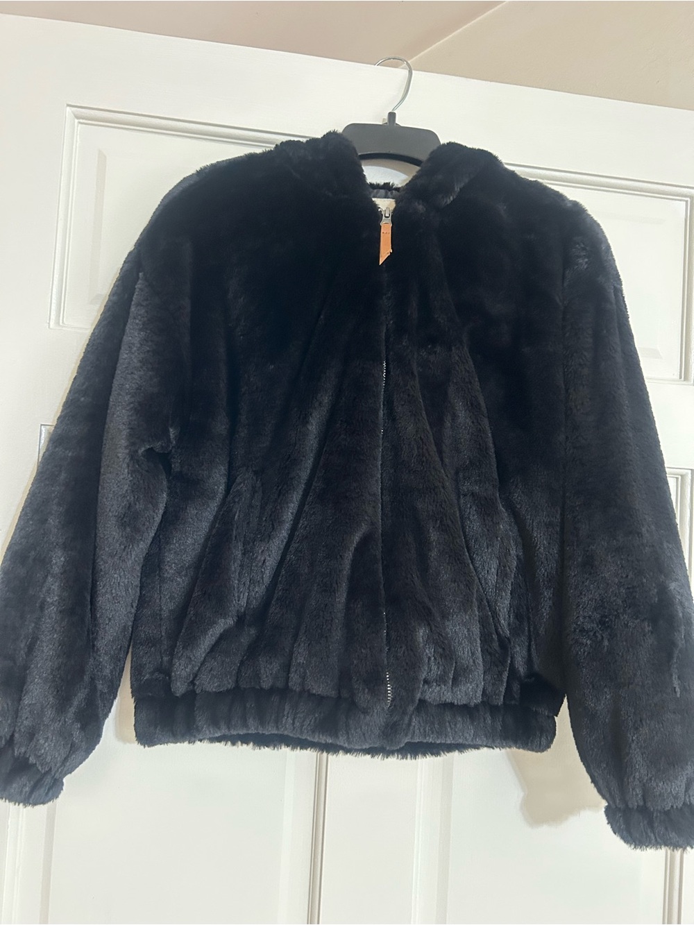 Thread & Supply Black Faux Fur Hooded Bomber Jacket
